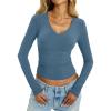 imageWomens Cotton Long Sleeve Shirts V Neck Slim Fit Tops Basic Tees Going Out Outfits 2025 Fall SpringKyanite