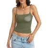 imageWomens Double Lined Padded Crop Cami Tops Fitted Spaghetti Strap Tank Top Summer Basic Shirt Y2K Going Out TopsArmy Green