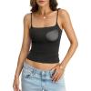 imageWomens Double Lined Padded Crop Cami Tops Fitted Spaghetti Strap Tank Top Summer Basic Shirt Y2K Going Out TopsBlack