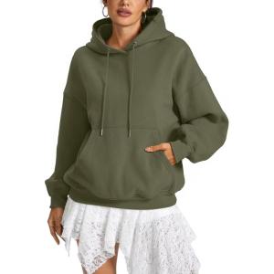 Women Fleece Hoodies with Pocket Oversized Hooded Sweatshirts Trendy Pullover Long Sleeve Top Fall Outfits 2026(Army Green)