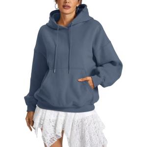 Women Fleece Hoodies with Pocket Oversized Hooded Sweatshirts Trendy Pullover Long Sleeve Top Fall Outfits 2026(Greyblue)