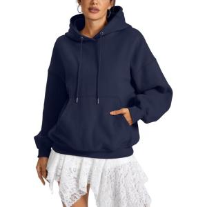 Women Fleece Hoodies with Pocket Oversized Hooded Sweatshirts Trendy Pullover Long Sleeve Top Fall Outfits 2026(Navy)
