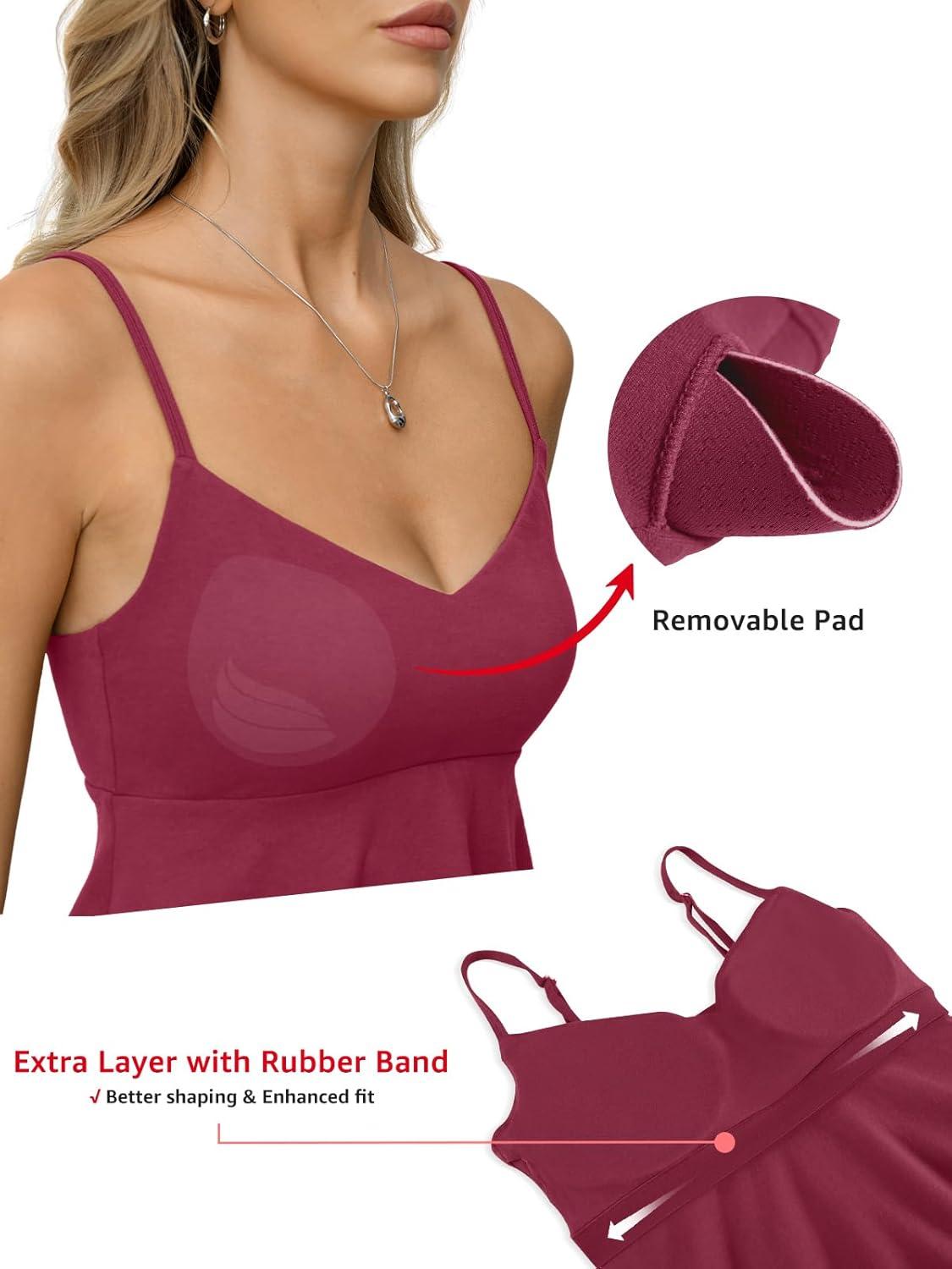 imageWomens Cotton Sweetheart Neck Camisoles Cute Babydoll Tops Padded Crop Shirt Adjustable Spaghetti Strap TankMagenta