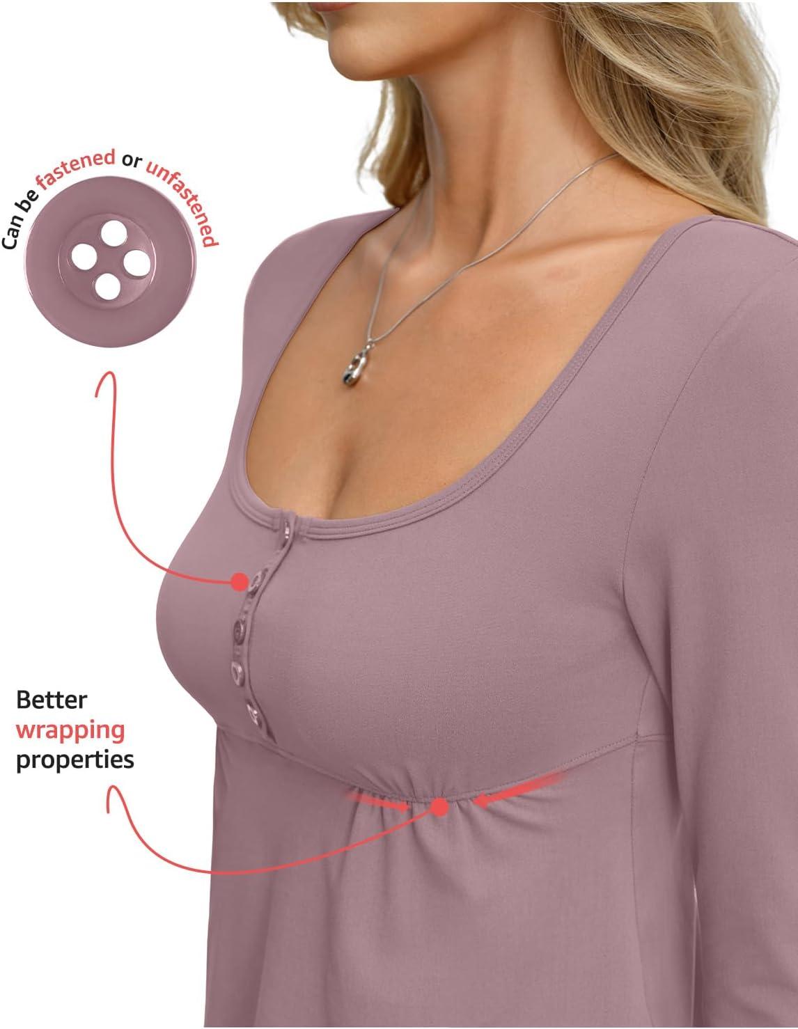 imageWomens Babydoll Long Sleeve Peplum Tops Button Down Square Neck Henley Shirts Cute Going Out Top Winter 2026Grey Pink