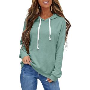 Womens Casual Lightweight Hoodies Drawstring Long Sleeve Sweatshirt Loose Pullover Top Trendy Fall Clothes 2026(Mint Green)