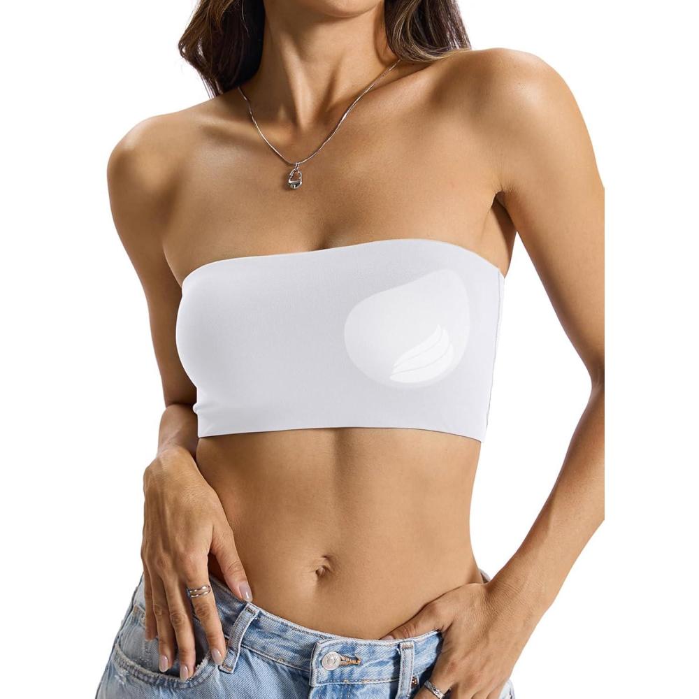 image:imageWomens Padded Double Lined Tank Top Bandeau Strapless Tube Tops Crop Backless Shirts Sexy Going Out Tops 2026Pure White