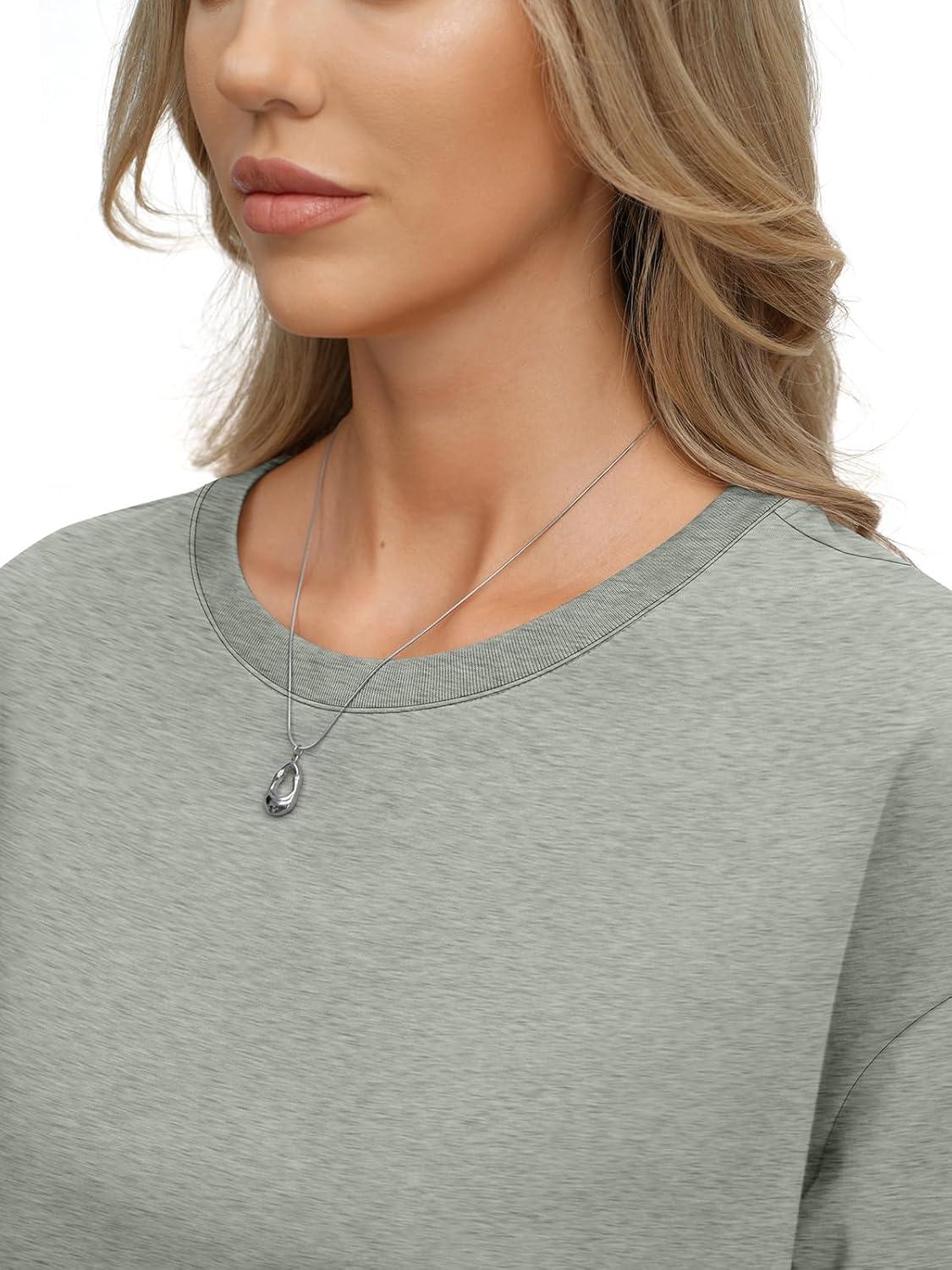 image:imageWomens Cotton Boxy Crop Tops Drop Shoulder Loose Fit TShirts Short Sleeve Crewneck Tees Summer Casual ClothesGrey