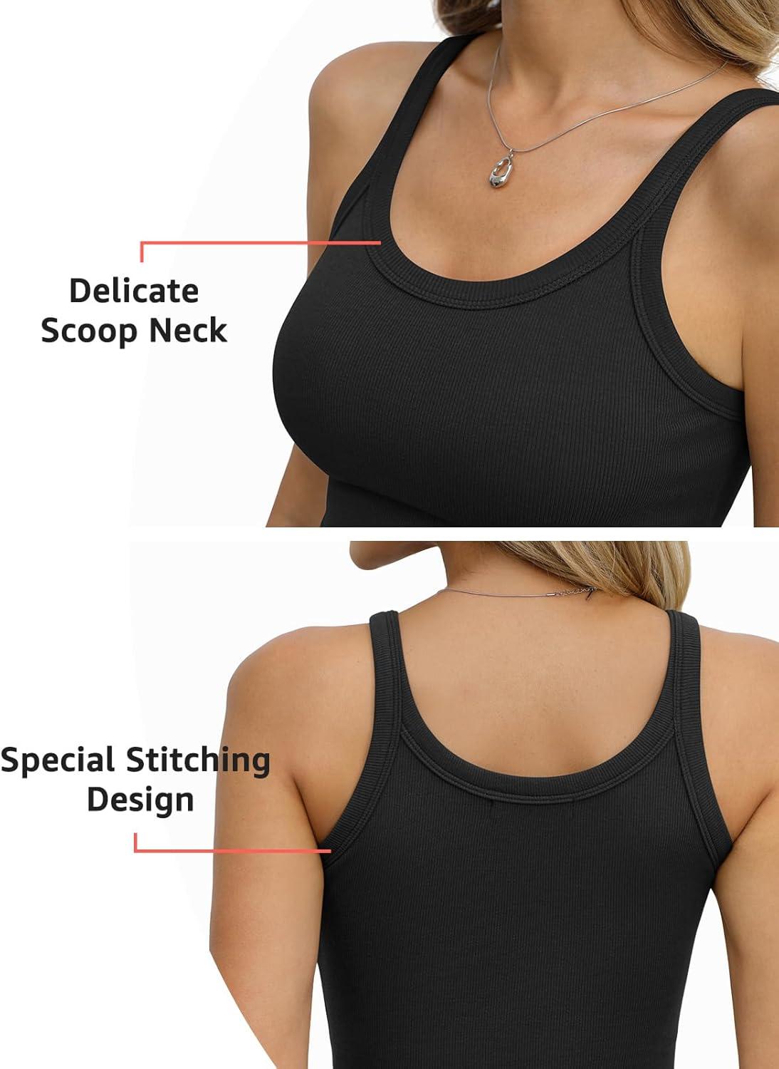 image:imageWomens Cotton Ribbed Tank Tops Spaghetti Strap Scoop Neck Basic Fitted Sleeveless Shirts Summer Clothes 2026Black
