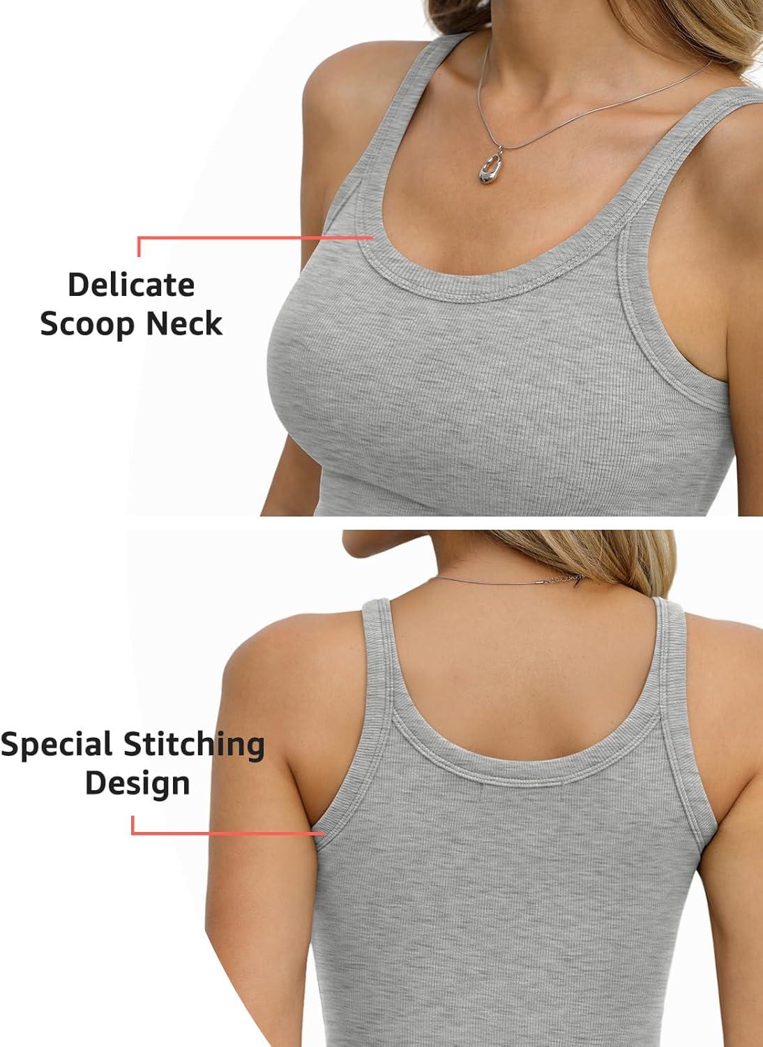 image:imageWomens Cotton Ribbed Tank Tops Spaghetti Strap Scoop Neck Basic Fitted Sleeveless Shirts Summer Clothes 2026Heather Grey