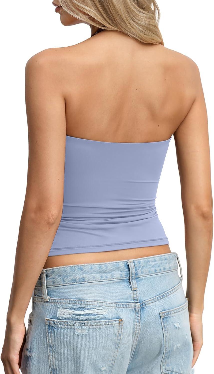 image:imageWomens Padded Halter Tank Top Double Lined Backless Tops Y2k Going Out Slim Fit Shirts Sexy Summer Outfits 2026Light Blue