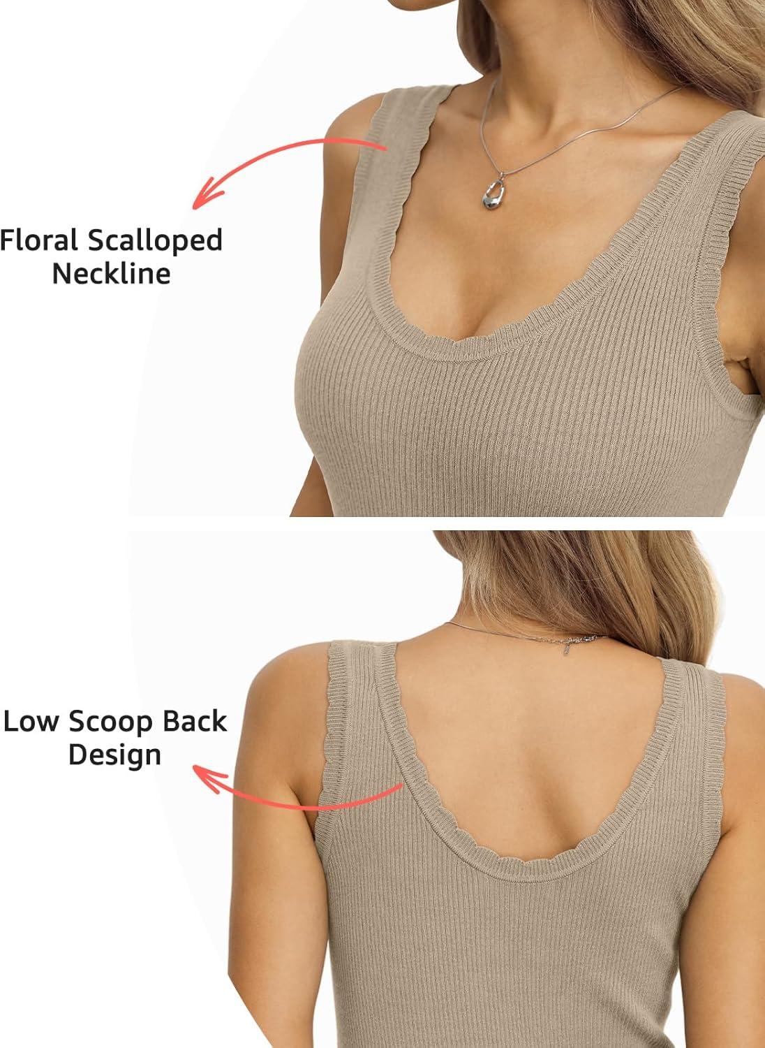 image:imageWomens Ribbed Knit Scoop Neck Tank Tops Sleeveless Slim Fit Sweater Vests Casual Trendy Clothes Summer 2026Beige