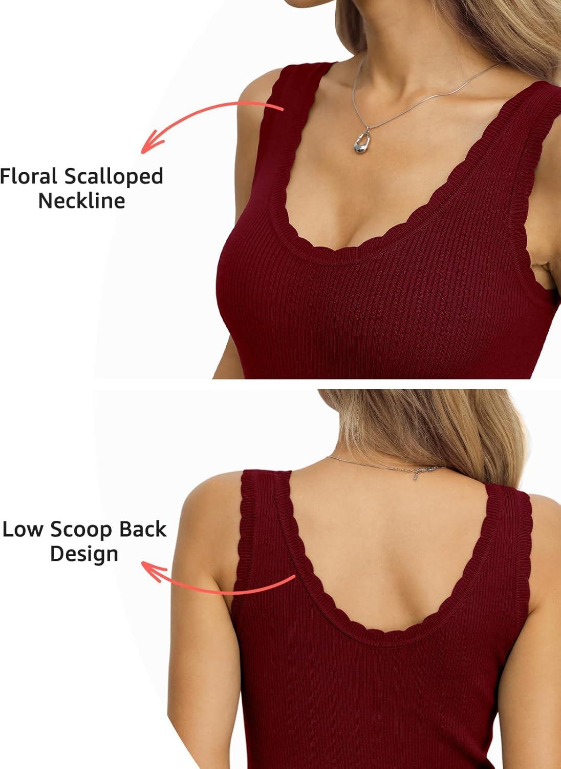 image:imageWomens Ribbed Knit Scoop Neck Tank Tops Sleeveless Slim Fit Sweater Vests Casual Trendy Clothes Summer 2026Burgundy Red