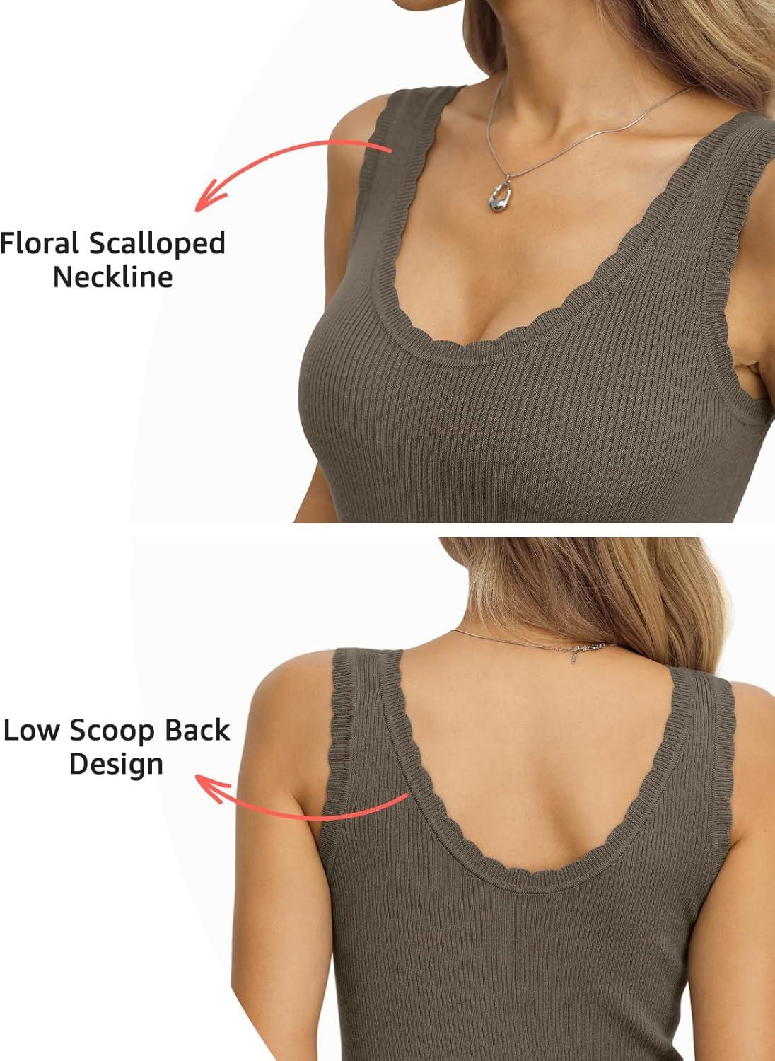 image:imageWomens Ribbed Knit Scoop Neck Tank Tops Sleeveless Slim Fit Sweater Vests Casual Trendy Clothes Summer 2026Coffee