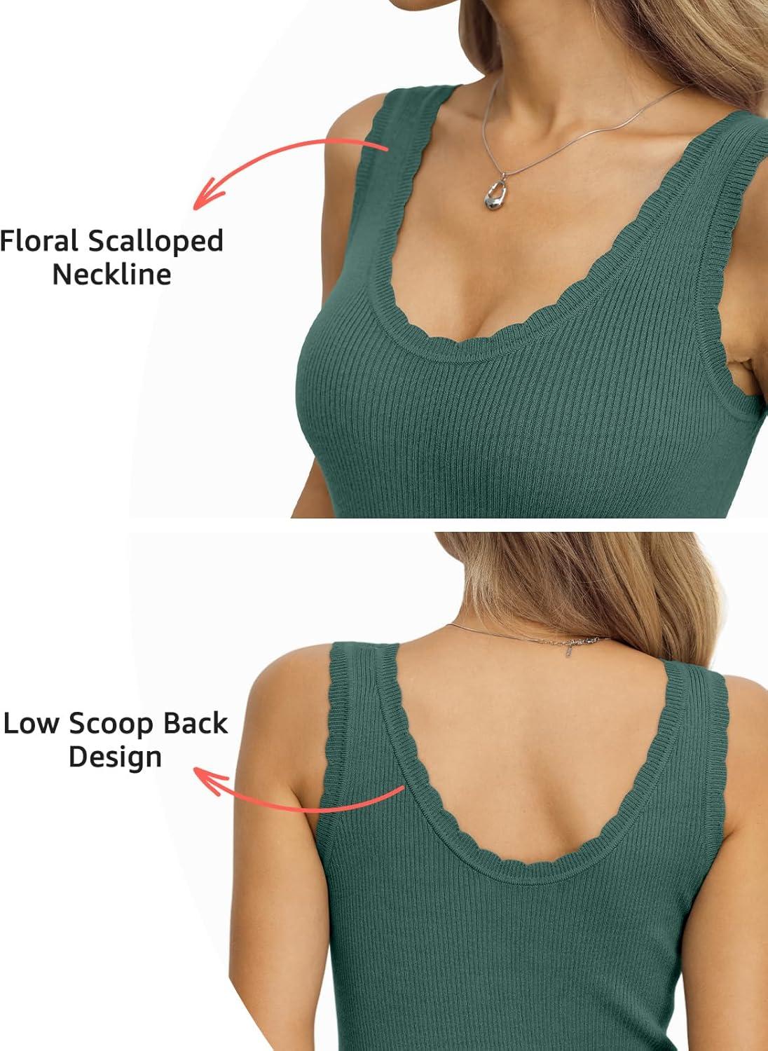 image:imageWomens Ribbed Knit Scoop Neck Tank Tops Sleeveless Slim Fit Sweater Vests Casual Trendy Clothes Summer 2026Green