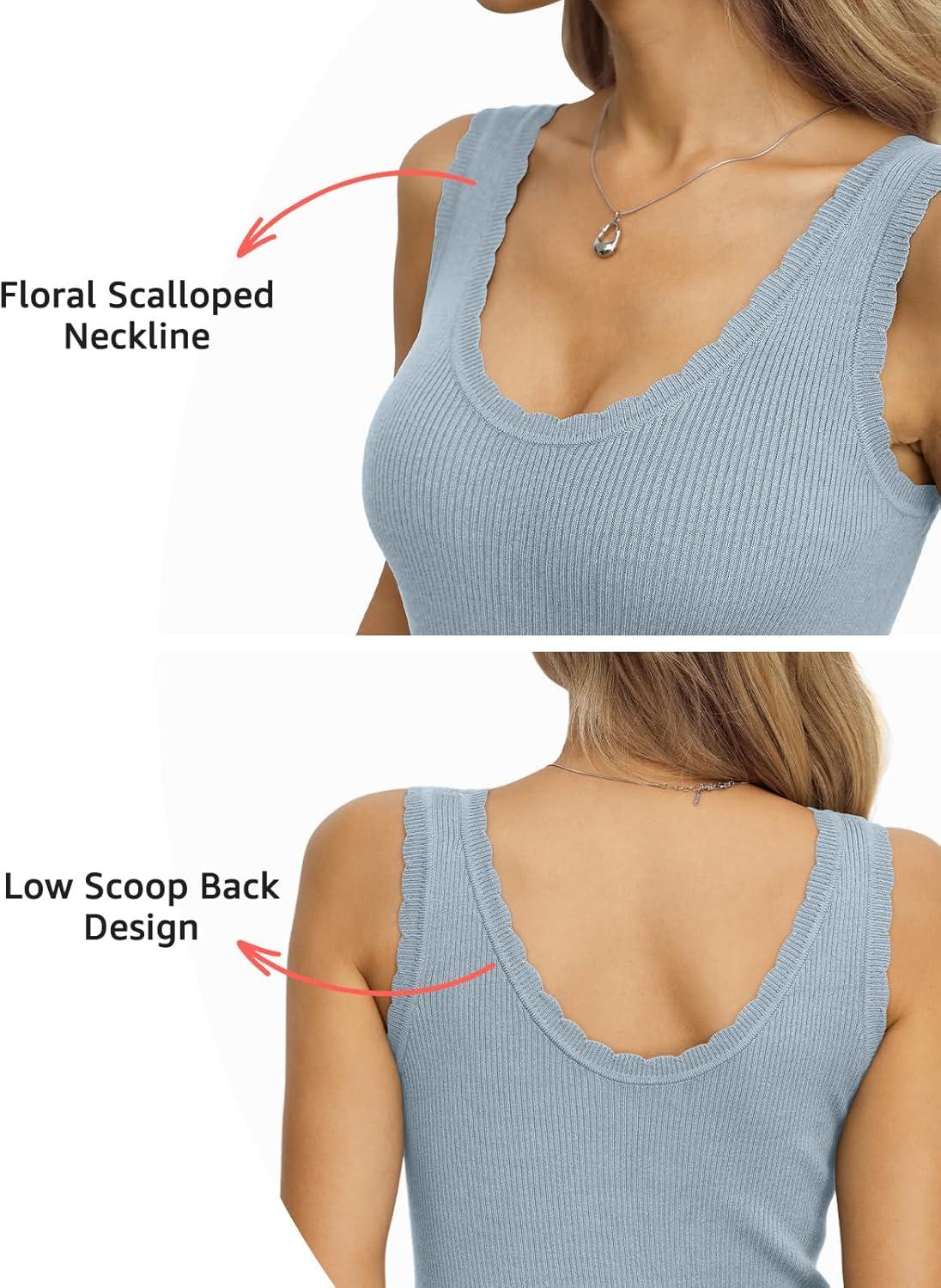 image:imageWomens Ribbed Knit Scoop Neck Tank Tops Sleeveless Slim Fit Sweater Vests Casual Trendy Clothes Summer 2026Sky Blue